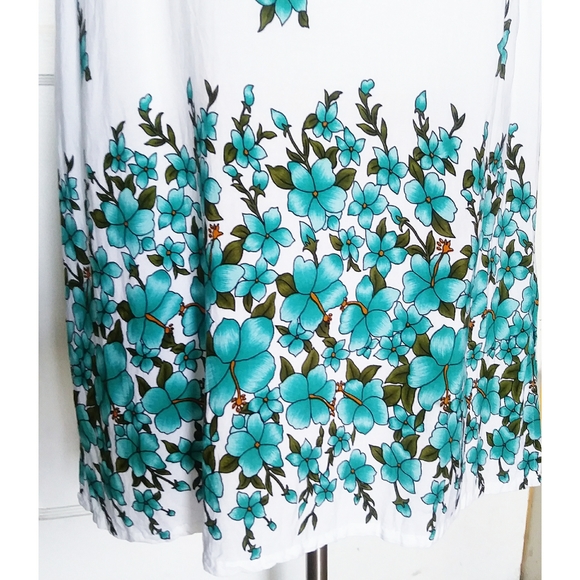 Sweet Lady teal floral white sleeveless dr… - Picture 5 of 7